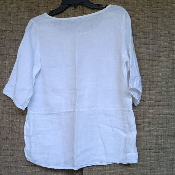 White Embroidered Linen Top - Picture 4 of 4